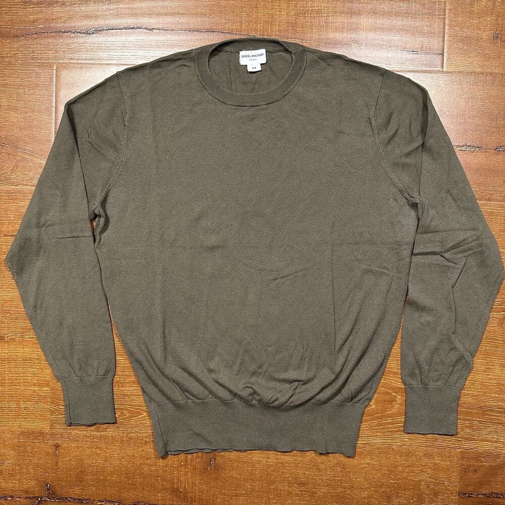 Spier & MacKay Sweatshirt Mens M Gray Silk Cotton Crewneck Pullover Sweater Thin
